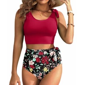 Two Piece High Waisted Swimsuits - Women Tummy Control Bikini Modest